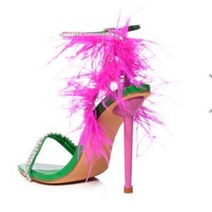 Women’s Green & Hot Pink Feather Stiletto Heels